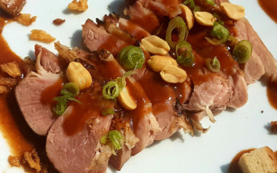 Jambonneau en Carpaccio & Condiment sésame cacahuète